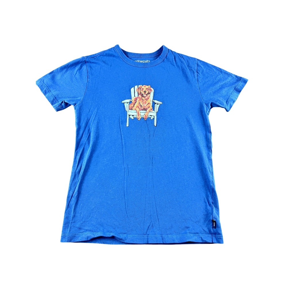 Crewcuts J Crew Boys Kids Blue Dog Adirondack Chair Graphic T Shirt Size L 10 11
